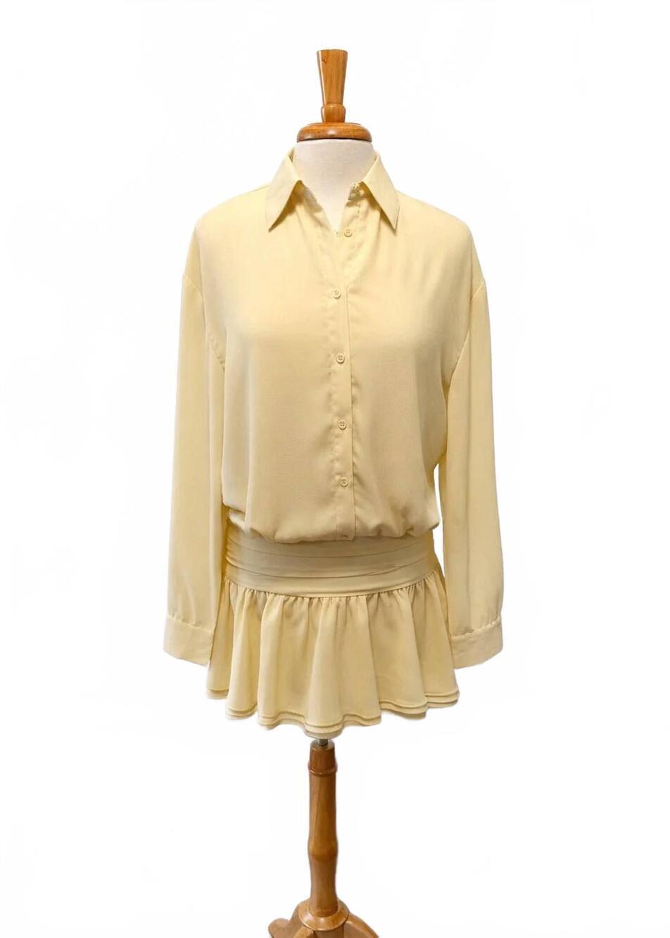 NEW SKY TO MOON women's sunny days chiffon button down mini dress in yellow